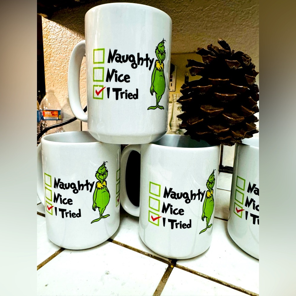 Grinch ceramic mugs, Christmas.
Dishwasher and microwave safe